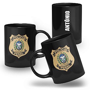 Caneca Polícia Penal do Estado do Rio de Janeiro 100% Preta