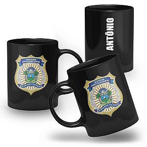 Caneca Polícia Penal do Estado do Rio Grande do Norte 100% Preta
