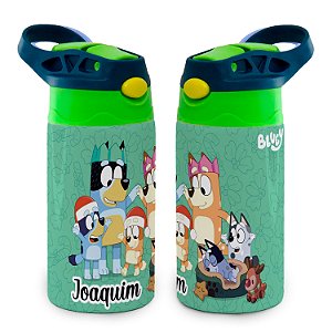 Garrafa Bluey Infantil Térmica Verde Bico de Silicone com Nome