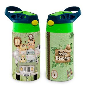 Garrafa Safari Selva Jeep Infantil Térmica Bico de Silicone