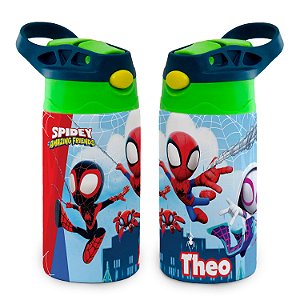 Garrafa Homem Aranha Infantil Térmica Bico de Silicone com Nome