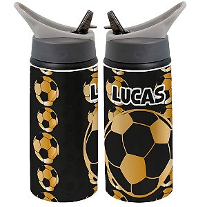 Garrafa Bola de Futebol Dourada Squeeze Infantil
