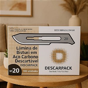 Lâmina de bisturi em aço carbono descartável Descarpack NÚMERO 20