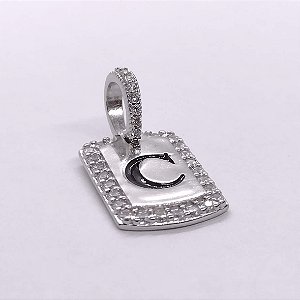 Pingente rodio C com Pedrinhas