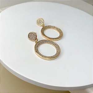 Brinco Luxo Círculo Dourado