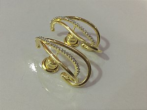 BRINCO ENTRELAÇO Dourado/ ZIRCÔNIA