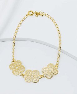 Pulseira 3 Flores Chapa Vazada