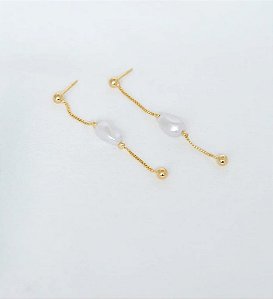 Brinco Fio 5cm Pérola oval