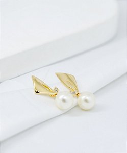 Brinco Folha 18k Pérola