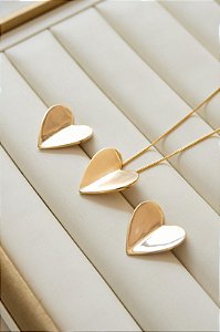 Conjunto corações lisos 18k