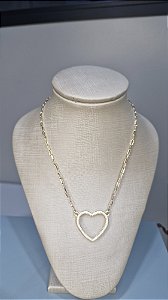 Colar coração love zirconias vazado