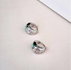 Brinco Argola Click Ródio com Zircônias Centrais