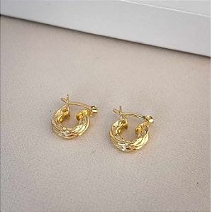 Brinco Argola Trançada Banhado Ouro