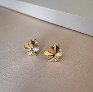 Brinco Flor Orgânica P Banhado Ouro