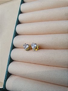 Brinco Coração Cristal Banhado Ouro 18K/5mm