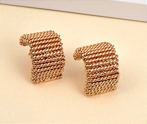 Brinco Luxo Trama Banhado Ouro 18K