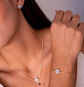 Conjunto Mini cartier Brinco+Cordão+Pulseira