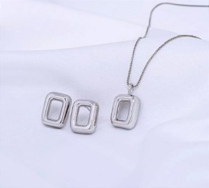 Conjunto Quadrado Ródio branco