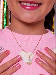 Cordão infantil Cupcake dourado
