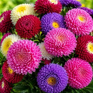 Aster Rainha do Mercado Sortida - Callistephus chinensis: 15 Sementes
