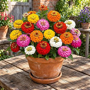 Zinnia Lilliput Sortido: 15 Sementes (Zinia)