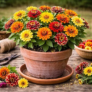 Zinnia Persa Anã Sortida: 15 Sementes