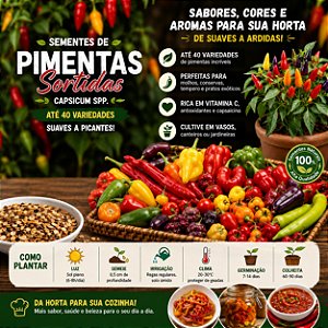 Pimentas Sortidas: 500 Sementes