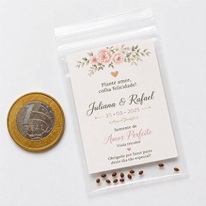 Lembrancinhas de Amor-Perfeito Personalizavel 50 Embalagens com 15 Sementes