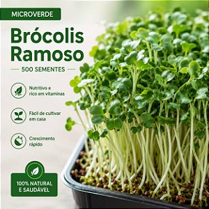 Microverdes Brócolis Ramoso: 500 Sementes