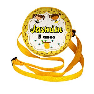 AL232 - Bolsa Lancheira Redonda Personalizada Nylon - Tema Abelhinha