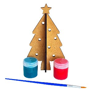 AL346 - Lembrancinha Pinheiro de Natal mdf com 2 Tintas e Pincel - Natal