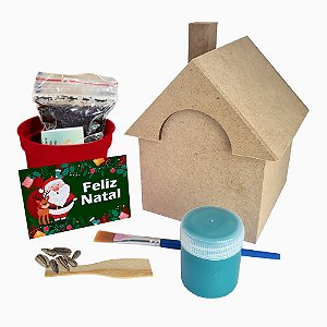AL016 - Lembrancinha para Plantar e Pintar Casinha Mdf - Natal