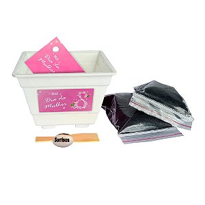 AL013 - Lembrancinha Vaso Grande com Semente Personalizada - Dia da Mulher
