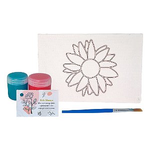 AL023 - Kit Pintura com Tela Gravada, Tintas e Pincel - Dia da Mulher