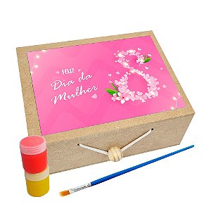 AL024 - Lembrancinha Caixa Pintura com Tela, Tintas e Pincel - Dia da Mulher