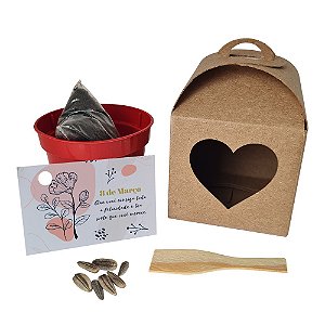 AL076 - Lembrancinha Cultivo Kraft com Sementes de Flores e Temperos - Dia da Mulher