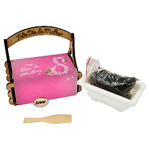 AL077 - Lembrancinha Cestinha com Alça e Semente Personalizada - Dia da Mulher
