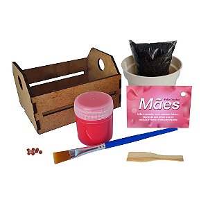 AL003 - Lembrancinha Caixote mdf com Tinta e Pincel 3mm - Dia das Mães