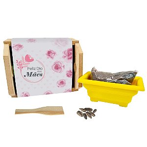 AL010 - Brinde Para Plantar Caixote com Cinta Personalizada - Dia das Mães