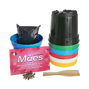 AL026 - Lembrancinha Cultivo com Mini Vaso colorido - Dia das Mães