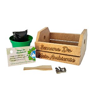 AL012 - Lembrancinha Eco Caixote com Gravação Personalizada - Semana do Meio Ambiente