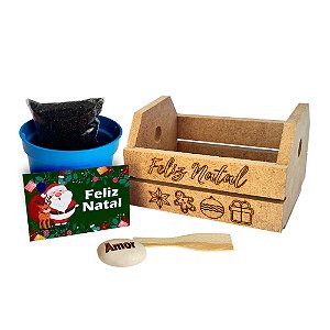AL317 - Lembrancinha com Semente Personalizada Caixote com Gravação - Natal