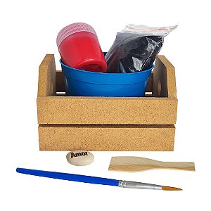 AL036 - Kit Cultivo Caixote com Tinta e Pincel e Semente Personalizada - Dia dos Pais