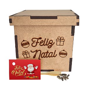AL008 - Brinde Eco Caixa mdf Personalizada com Sementes de Flores ou Temperos - Natal