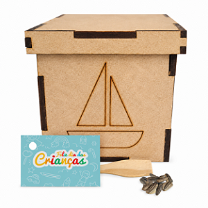 AL008 - Brinde Eco Caixa mdf Personalizada com Sementes de Flores ou Temperos - Dia das Crianças