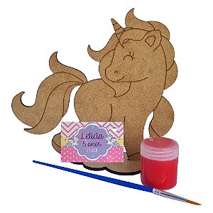 AL061 - Lembrancinha Kit Pintura Unicórnio mdf com Tinta e Pincel