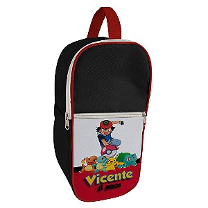 AL234 - Lembrancinha Porta Chuteiras Grande com Bolso - Tema Pokémon