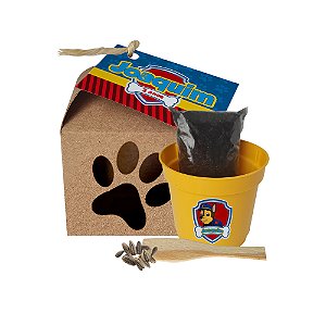 AL147 - Lembrancinha Kraft com Vaso Personalizado e Sementes de Flores - Aniversário