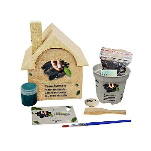 AL168 - Brinde Infantil Educativo para Plantar Casinha mdf com dtf - Tema Ecológico
