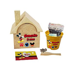 AL167 - Lembrancinha Cultivo Casinha mdf com dtf e Sementes de Flores - Turma do Mickey